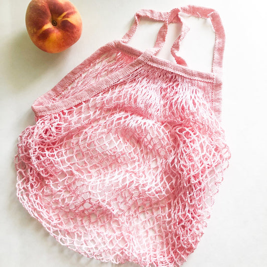 Reusable Pink Cotton Organic Short Handle Bag