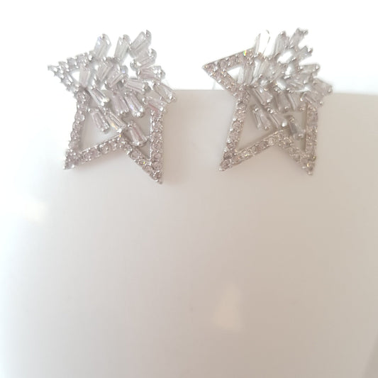 Stud Earrings Star Baguettes