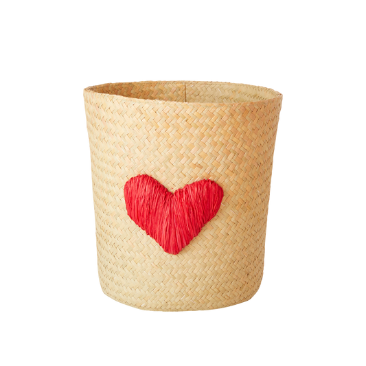 Small Raffia Basket - Natural with Heart image - Rice By Rice