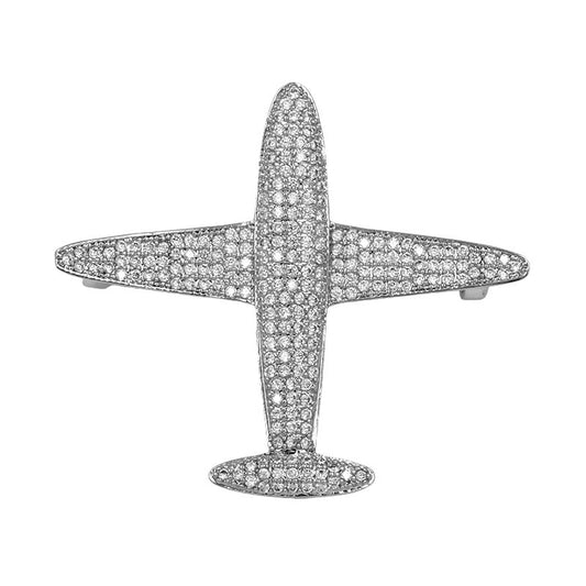 Clear Cystal & Rhinestone Airplane Brooch
