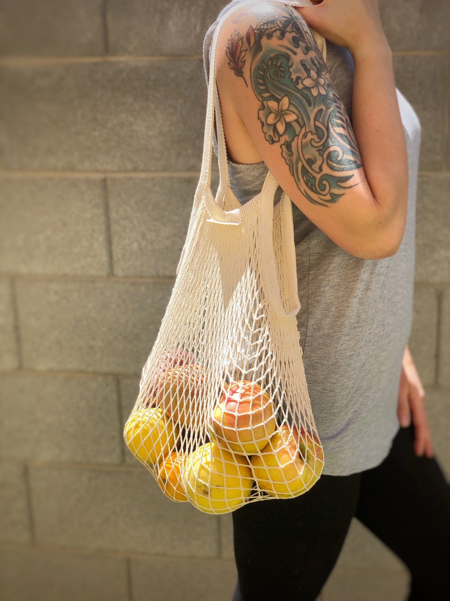 Reusable Beige Cotton Organic Mesh Bag