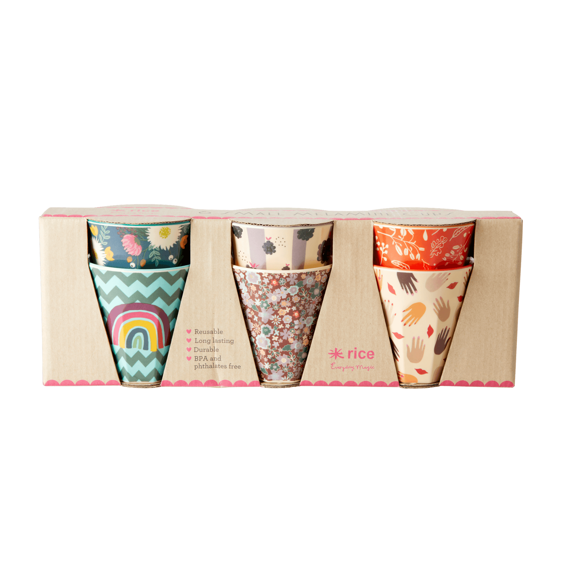 Melamine Cups in Assorted 'Follow The Call of The Disco Ball' Prints  - Small - 6 pcs. in Gift Box - Rice By Rice