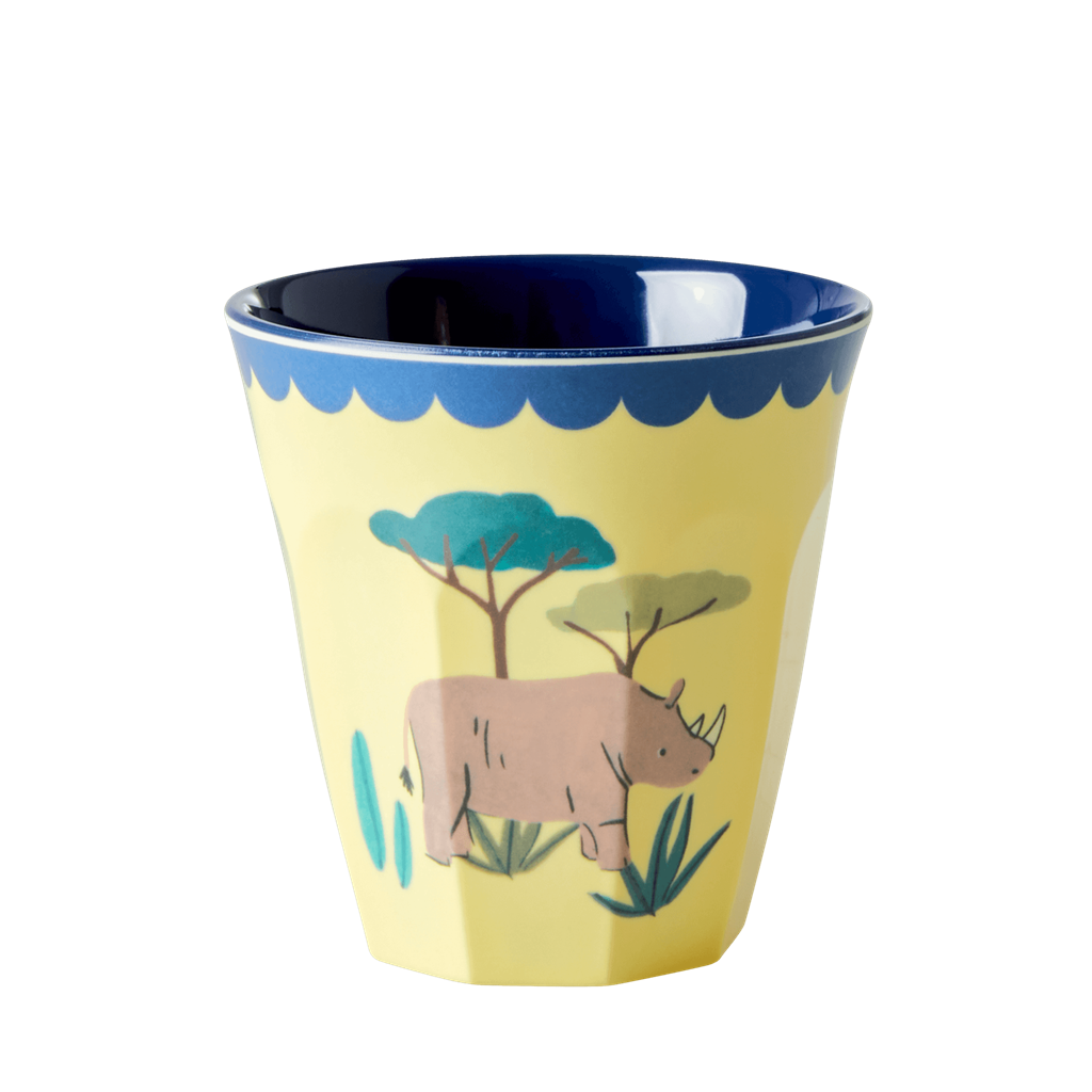 Rice DK | Set of 6 Small Melamine Cups in Animal Farm Blue Print
