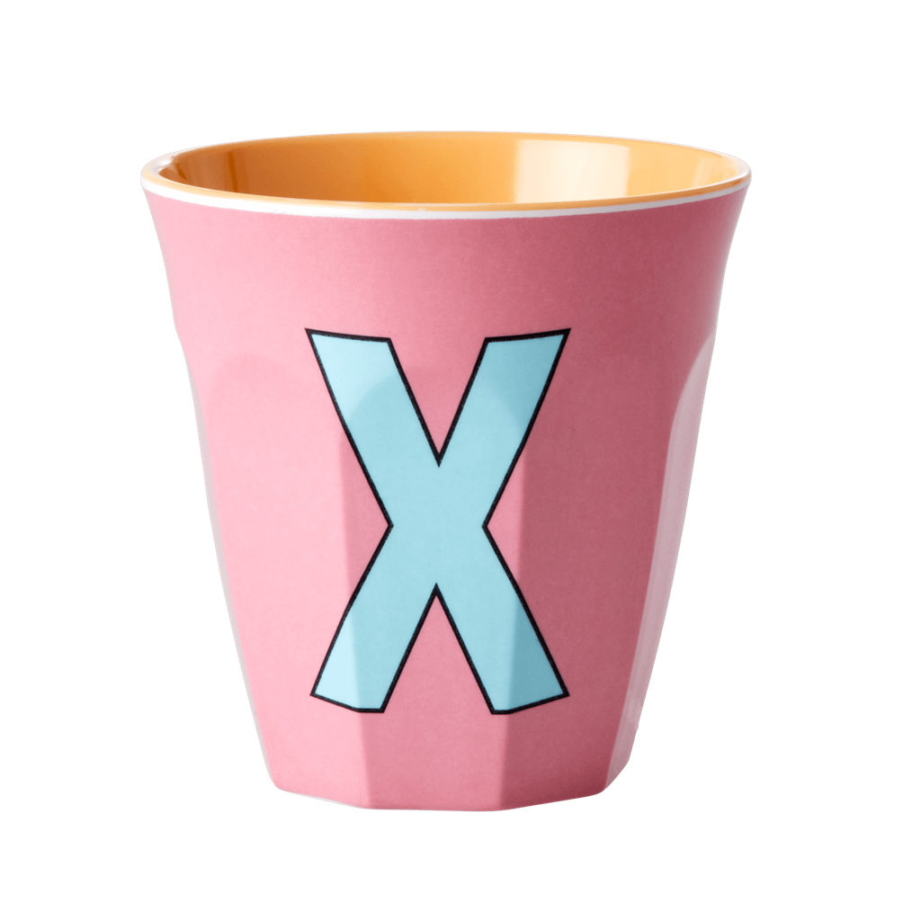 Melamine Cup - Medium with Alphabet in Pinkish Colors | Letter X - Rice By Rice