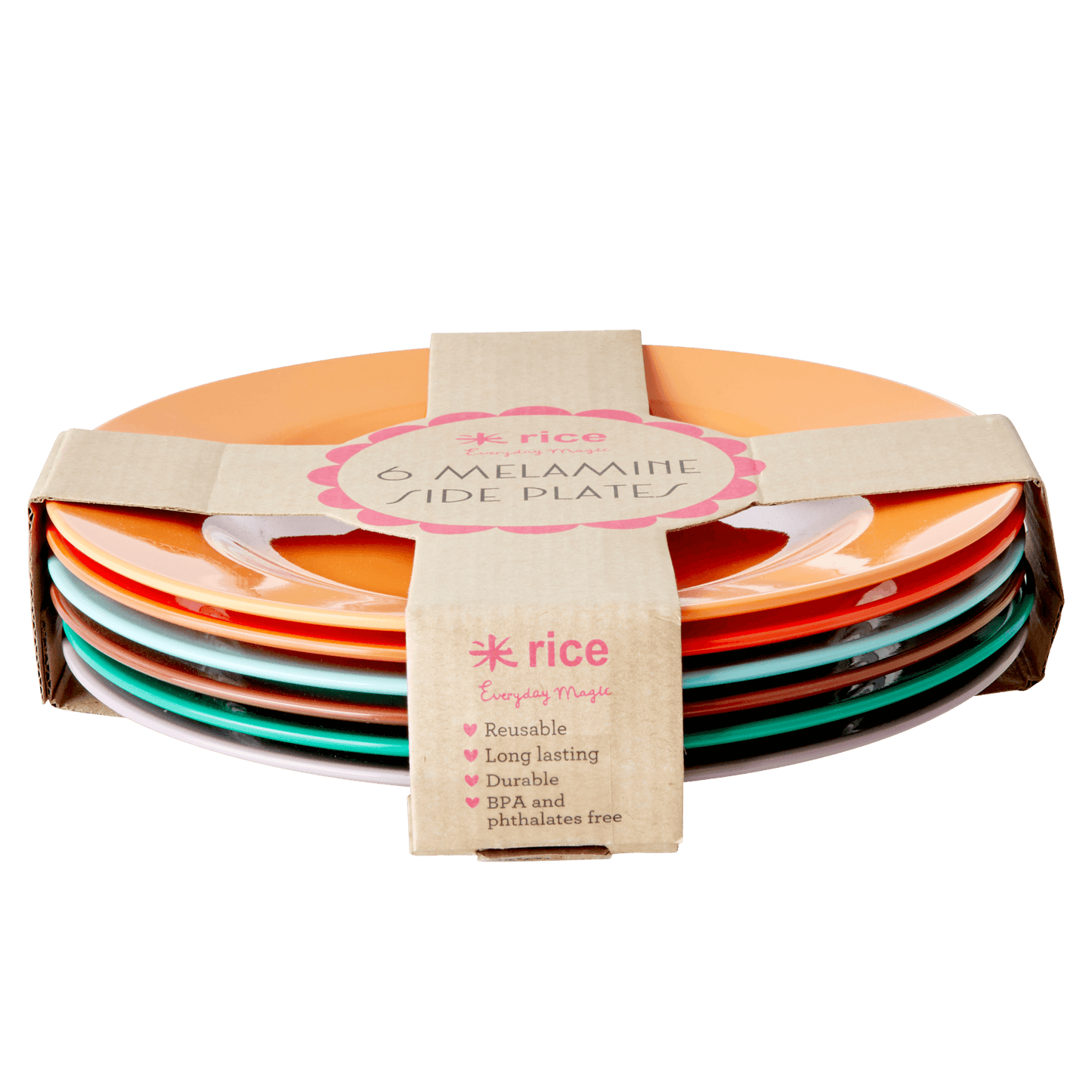 Melamine Lunch Plates in Assorted 'Follow The Call of The Disco Ball' Colors - Set of 6 pcs. - Giftbox - Rice By Rice