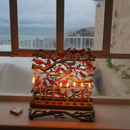 David Gerstein | Hanukiah Menorah Bird Twitters