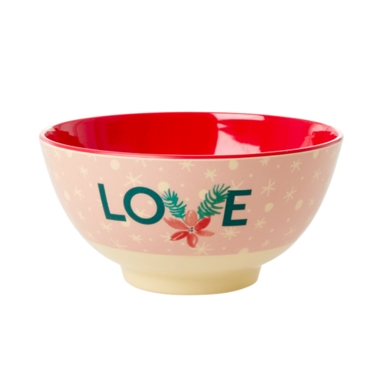 Rice Dk | Medium Melamine Bowl with Love Christmas Print