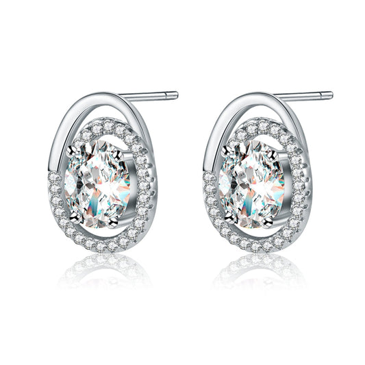 Stud Oval Zirconia Earrings