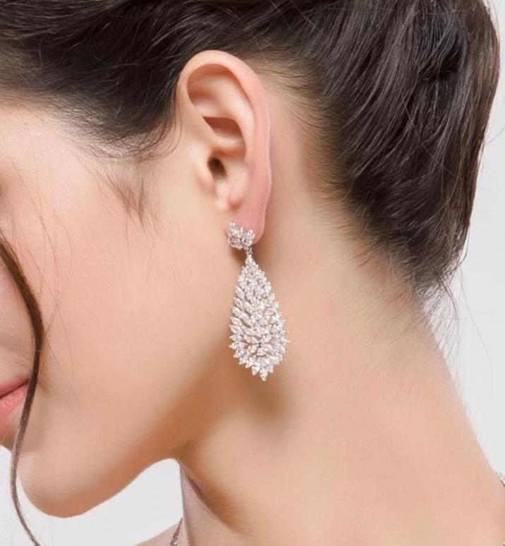 Silver Water Drop Earrings Zirconia