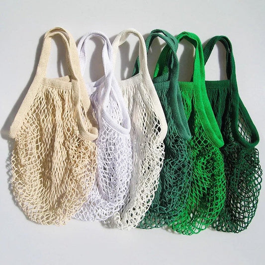 Reusable Beige Cotton Organic Short Handle Bag