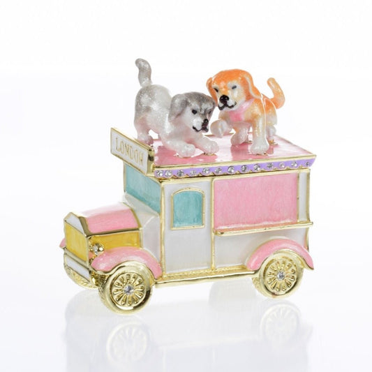 Dog puppies London bus Trinket Box - trinket box Decor with Unique Design