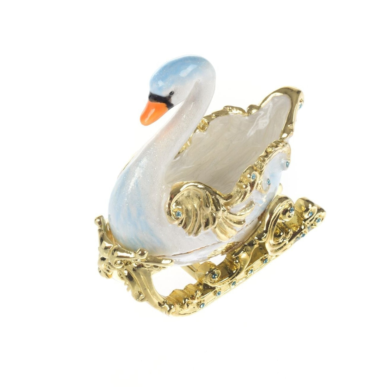 Swan on golden sled Trinket Box - trinket box Decor with Unique Design