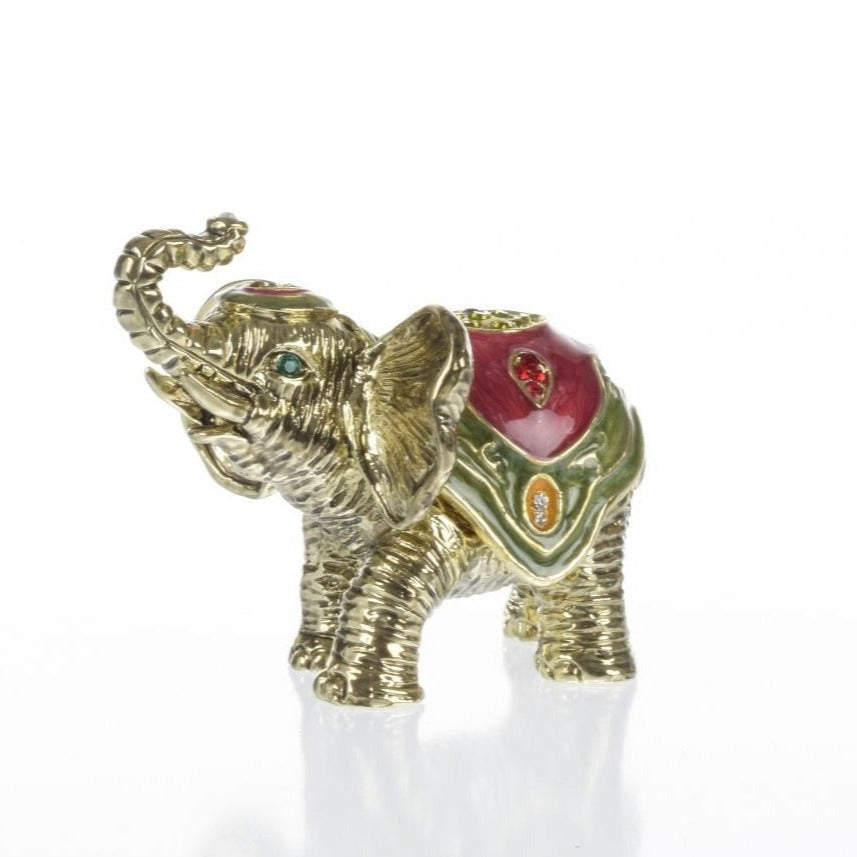 Gold Elephant Trinket Box Decorated with Swarovski Crystals - trinket box Decor with Unique Design