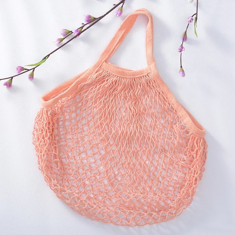 Reusable Dusty Pink Cotton Organic Short Handle Bag