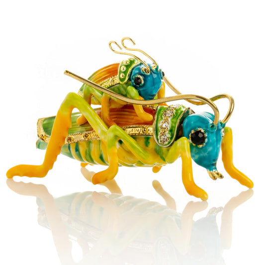 Grasshopper with baby on the back - trinket box Decor with Unique Design