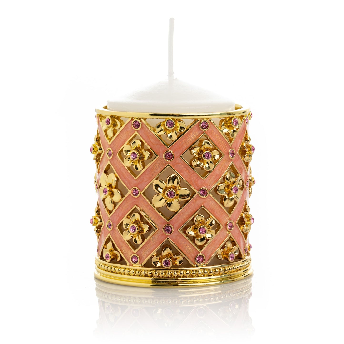 Pink Decorated Candle Holder - Candle Holder Decor with Unique Design