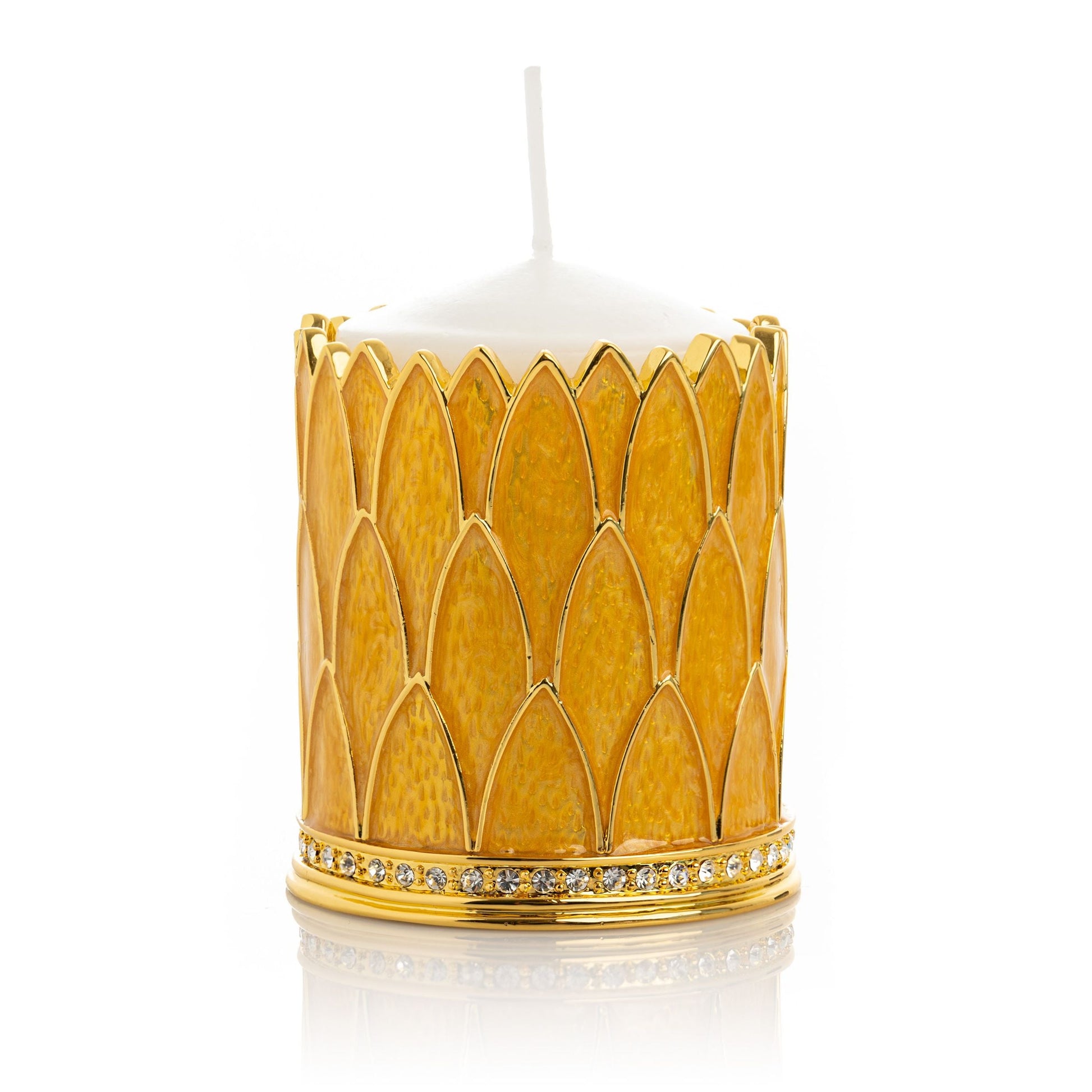 Yellow Decorated Candle Holder - Candle Holder Decor with Unique Design