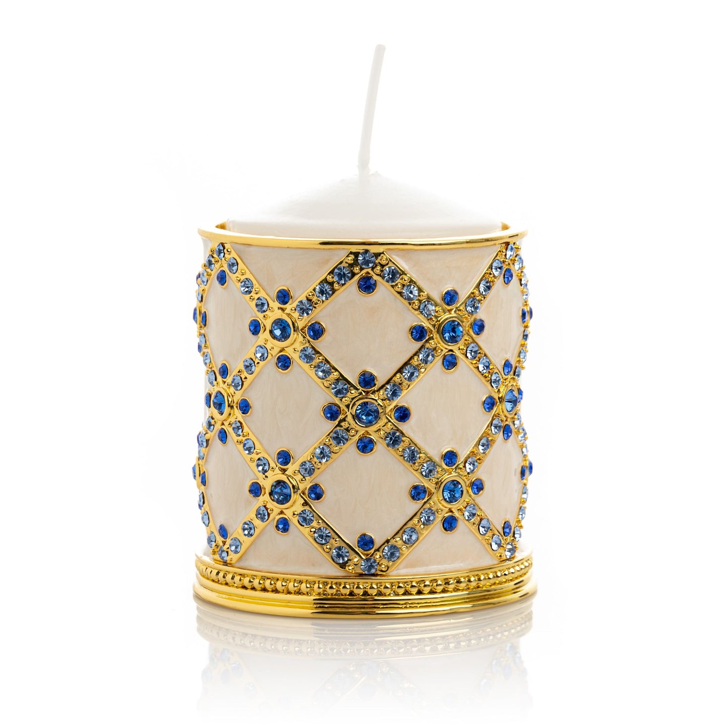 Golden Cream Decorated Candle Holder - Candle Holder Decor with Unique Design