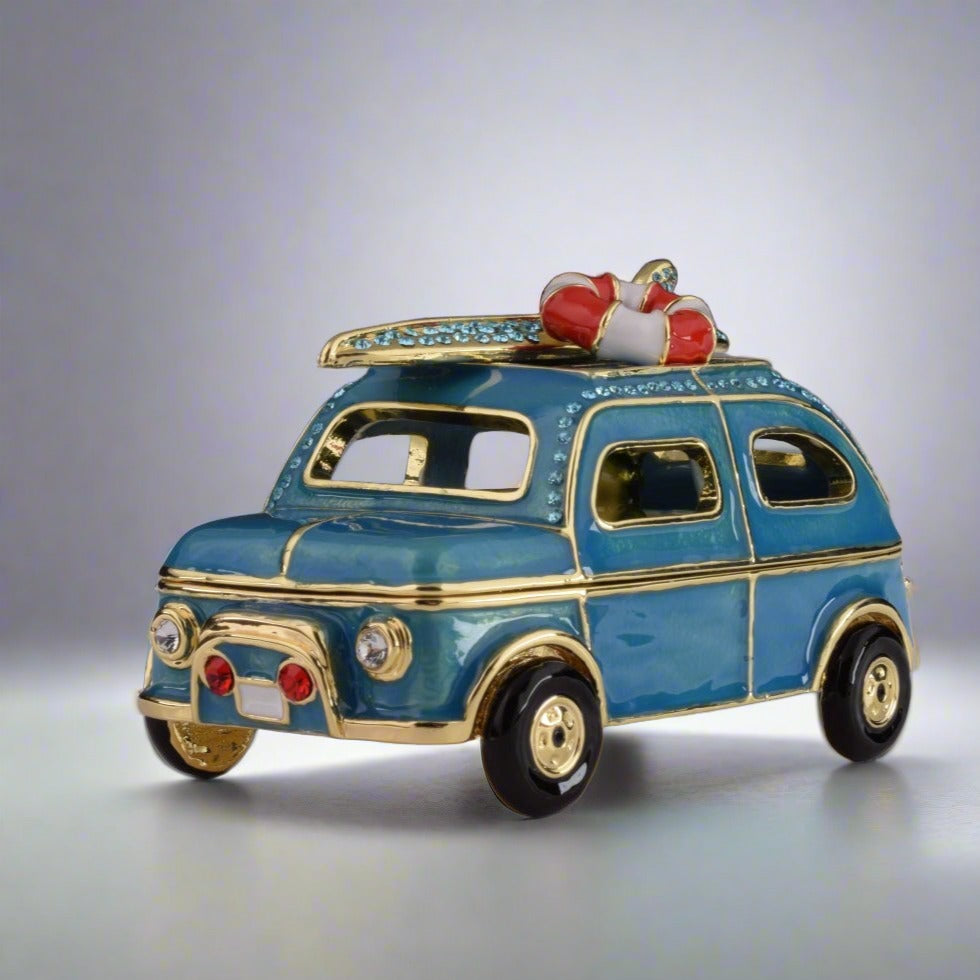 Blue Surfing Car with Surfboard - trinket box Decor with Unique Design