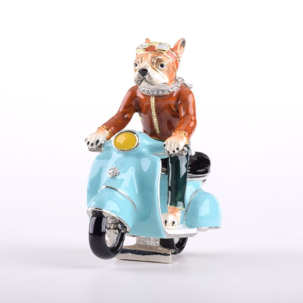 Dog riding a Vespa bike Limited Edition 1 of 250 - trinket box Decor with Unique Design