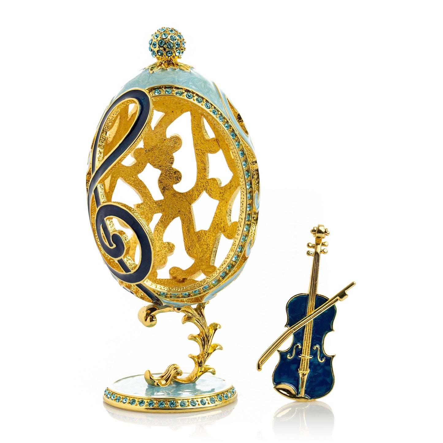 Treble Clef Faberge Egg with Violin Surprise - Faberge Egg Decor with Unique Design