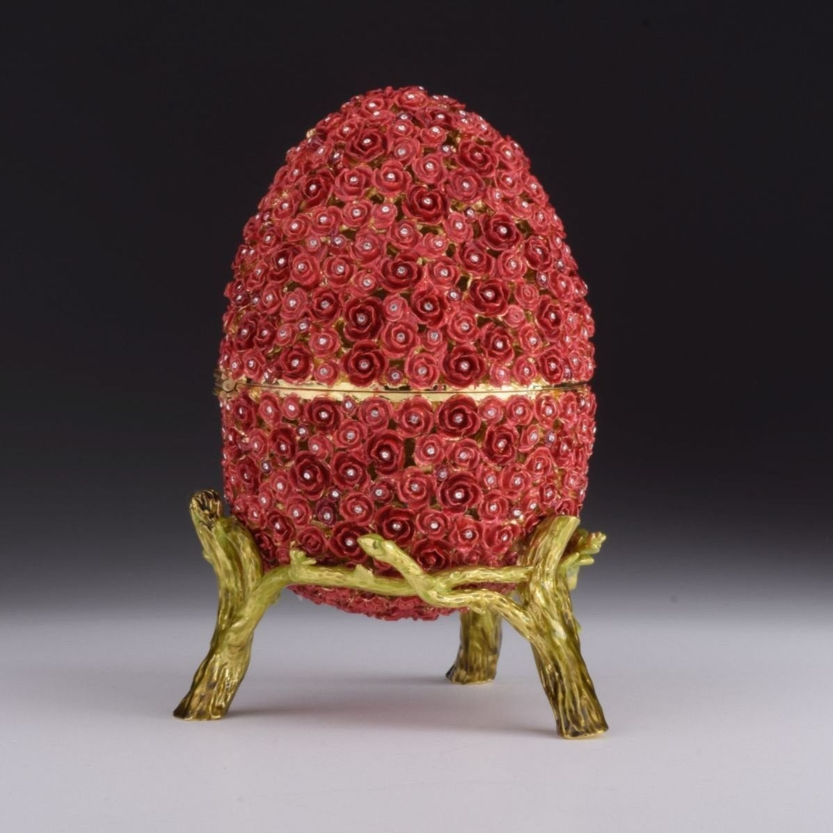 Red Flowers Faberge Egg - Easter Egg Decor with Unique Design