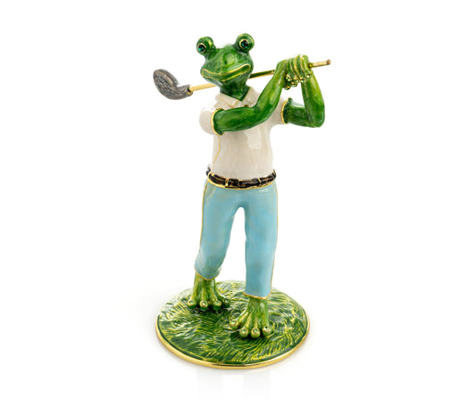 Frog Playing Golf - trinket box Decor with Unique Design