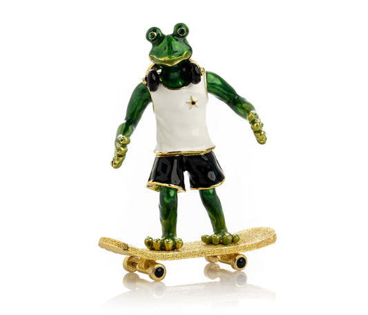 Skateboarding Frog - trinket box Decor with Unique Design