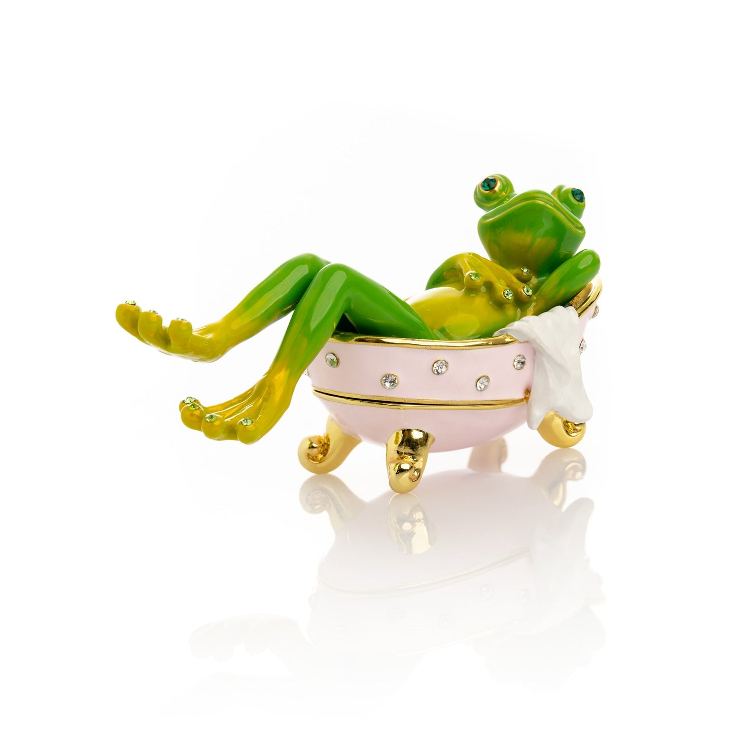 Frog In Bathtub Trinket Box - trinket box Decor with Unique Design