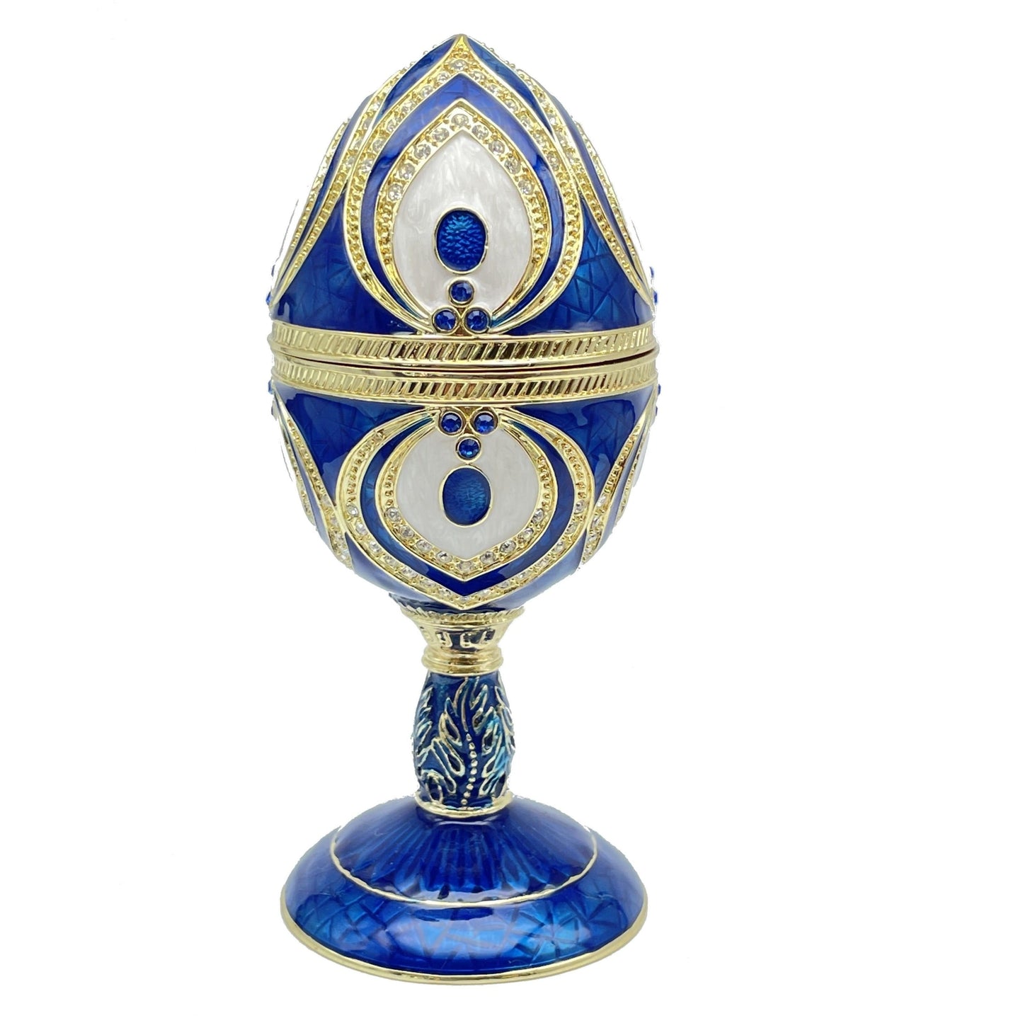 Blue Faberge Egg Beethoven Music Playing - Faberge Egg Decor with Unique Design