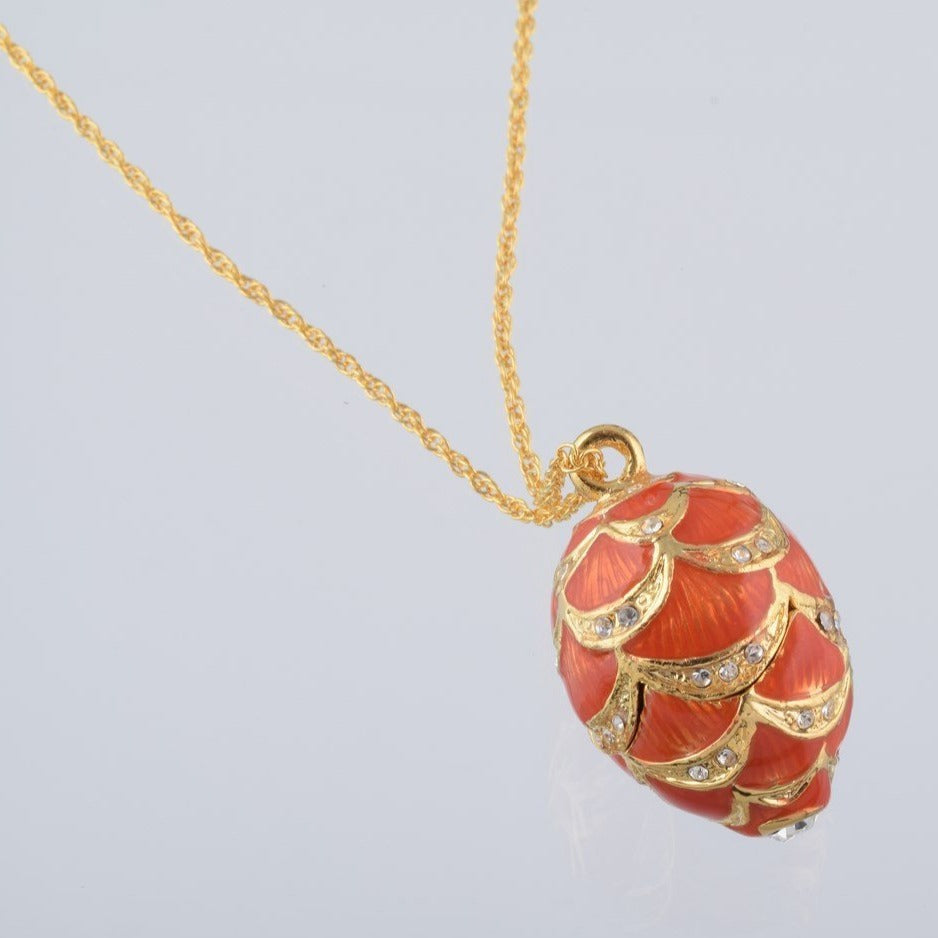 Gold & Red Egg Pendant Necklace - jewelry Decor with Unique Design