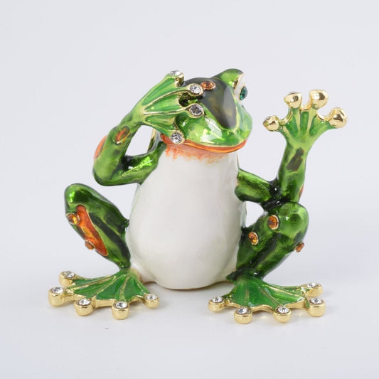 Green Frog See No Evil - trinket box Decor with Unique Design