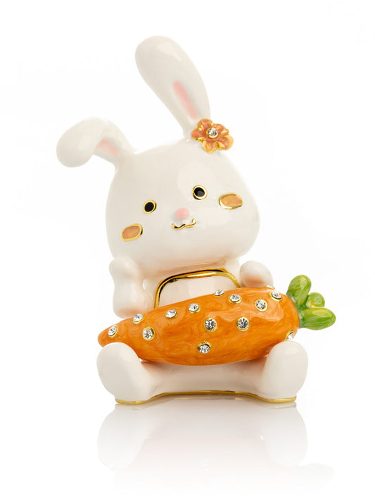 Bunny with Carrot Trinket Box - animal trinket box Decor with Unique Design