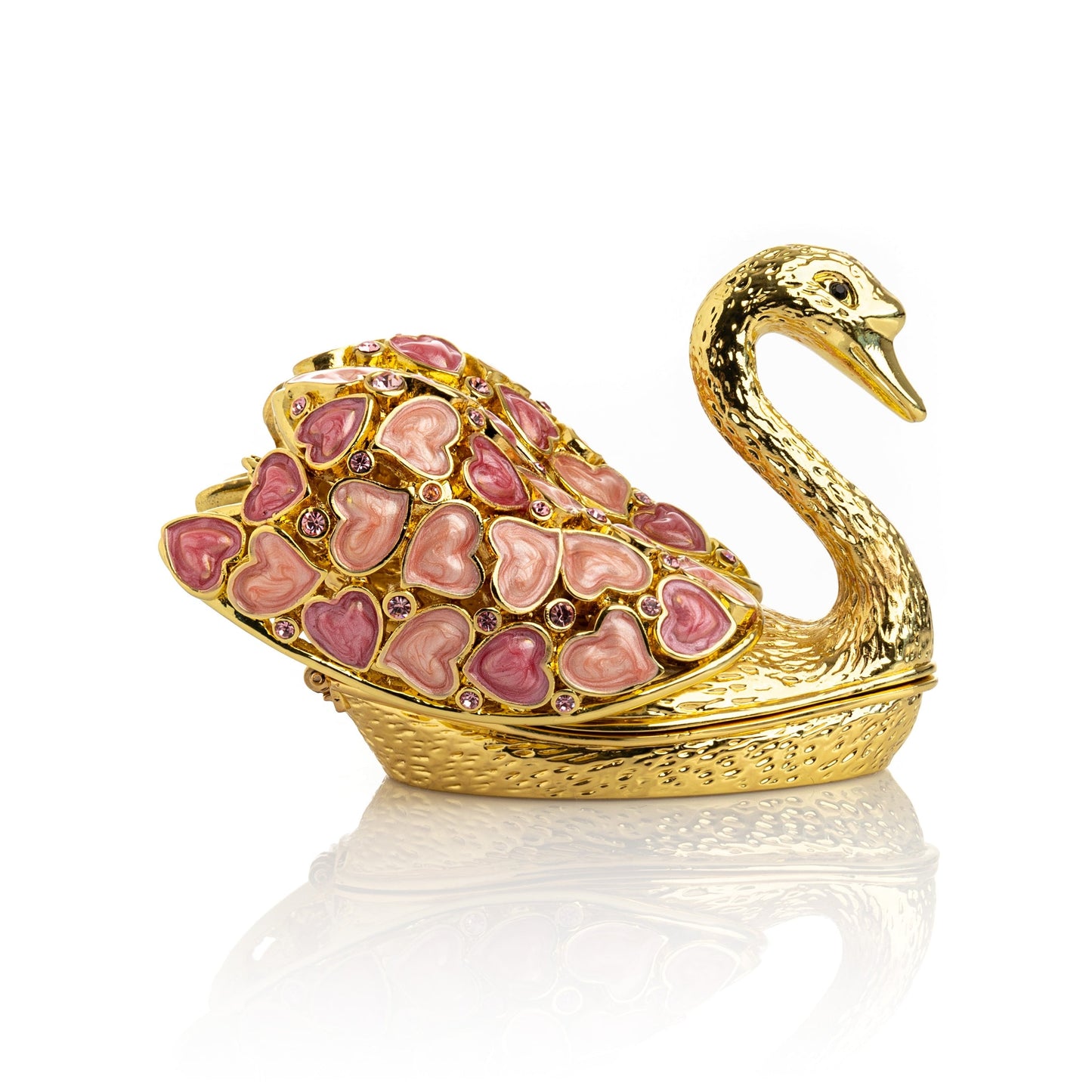 Golden Swan with Hearts - animal trinket box Decor with Unique Design