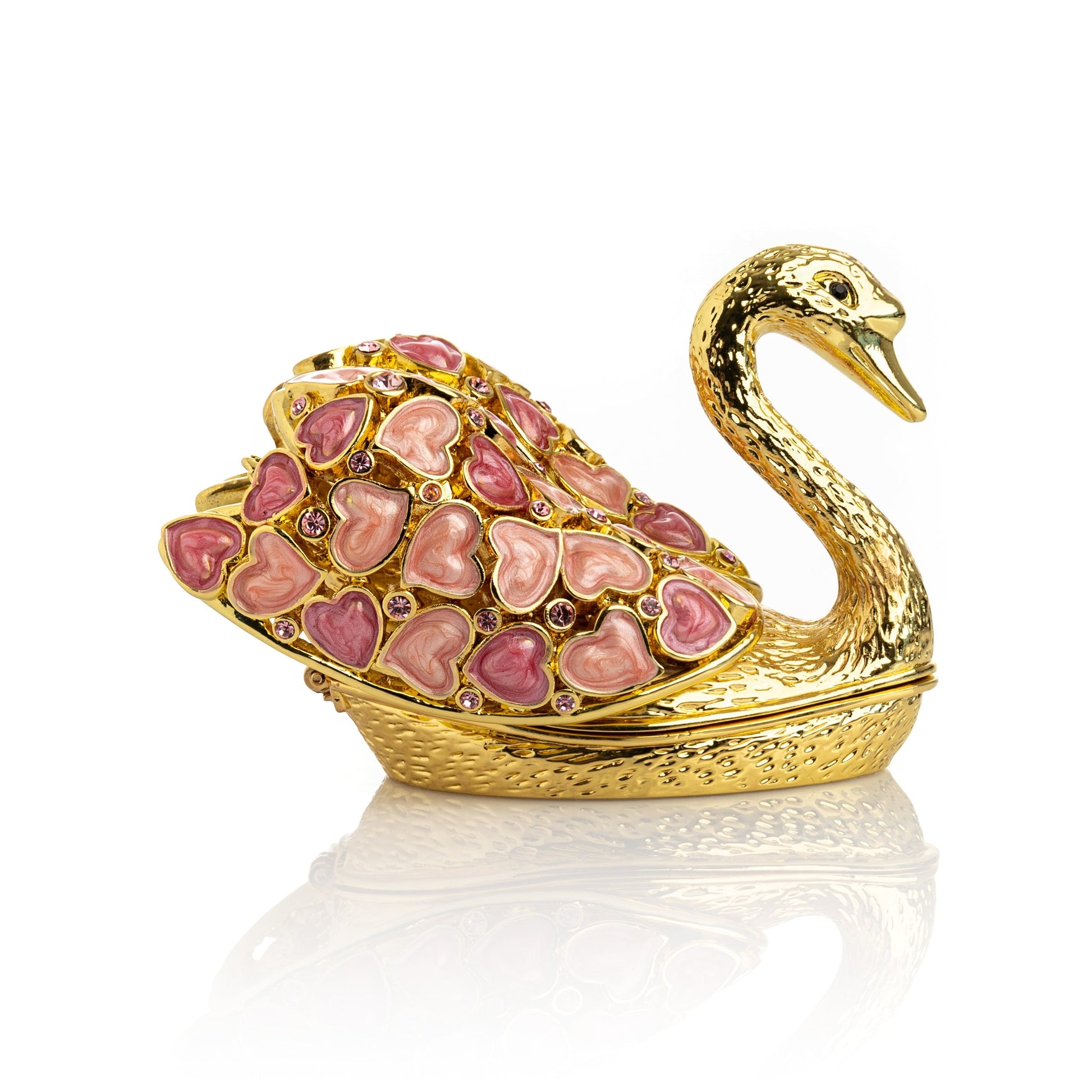 Golden Swan with Hearts - animal trinket box Decor with Unique Design