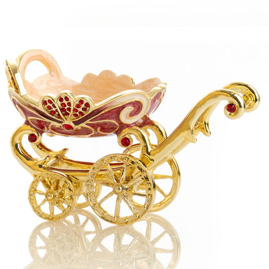 Red vintage Baby Carriage Trinket Box stroller - Baby Shower Decor with Unique Design