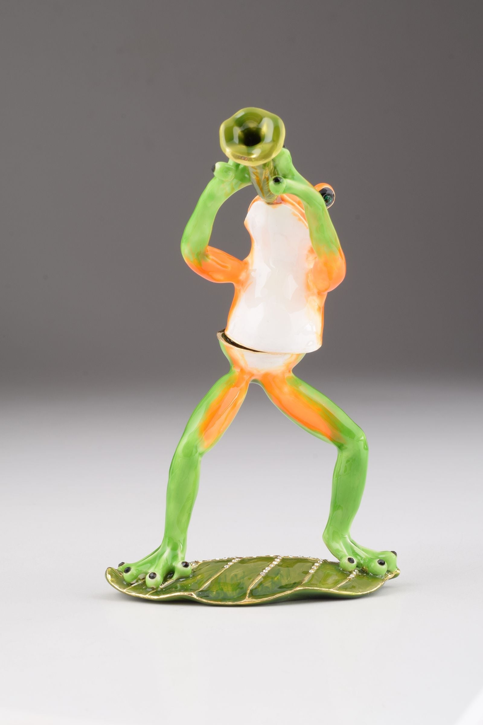 Trumpet Playing Frog - trinket box Decor with Unique Design