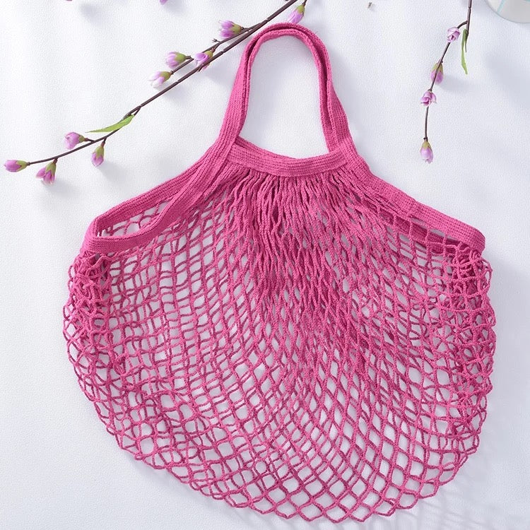 Reusable Pink Cotton Organic Short Handle Bag