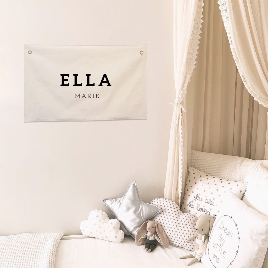 Personalized Handmade Canvas Name Flag - School Style