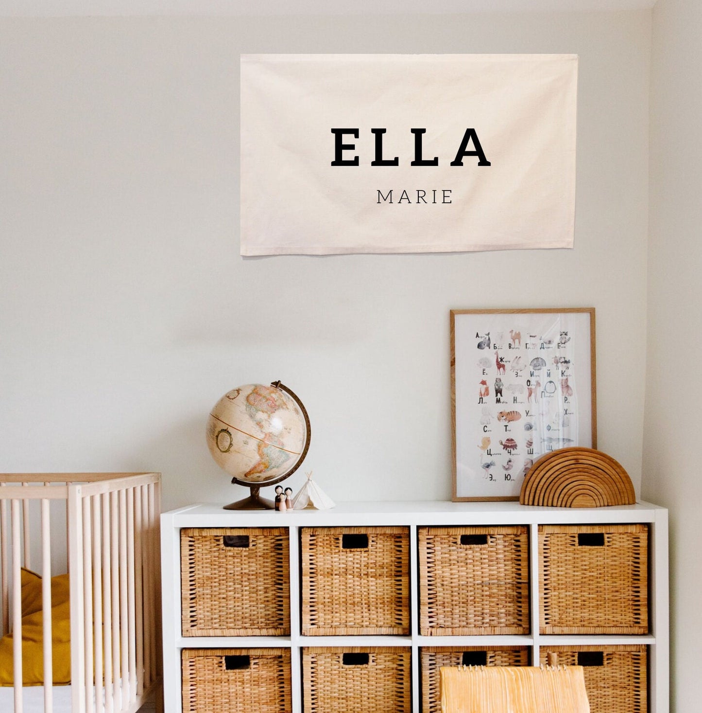 Personalized Handmade Canvas Name Flag - School Style