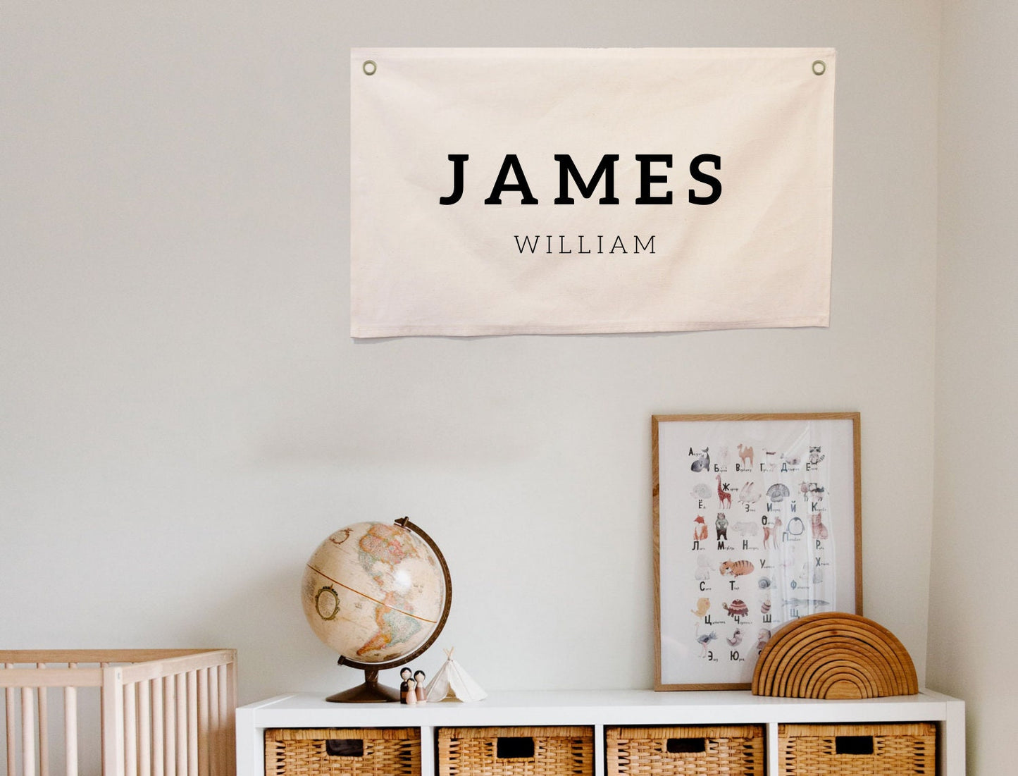 Personalized Handmade Canvas Name Flag - School Style