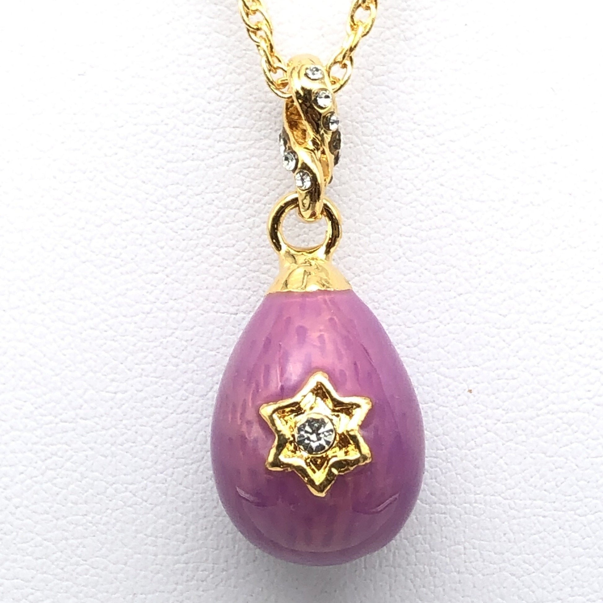 Purple Egg Star of David Pendant Gold Necklace - jewelry Decor with Unique Design