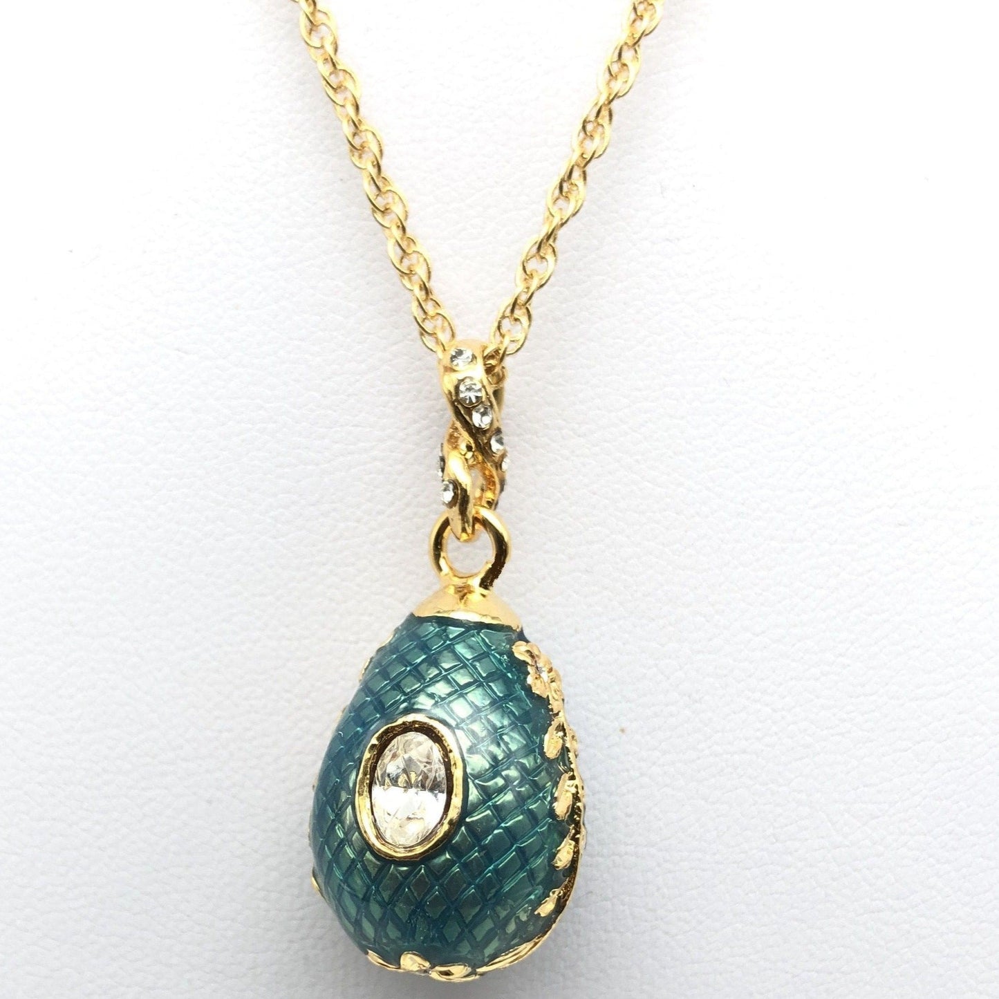 Teal Egg Pendant Gold Necklace - jewelry Decor with Unique Design