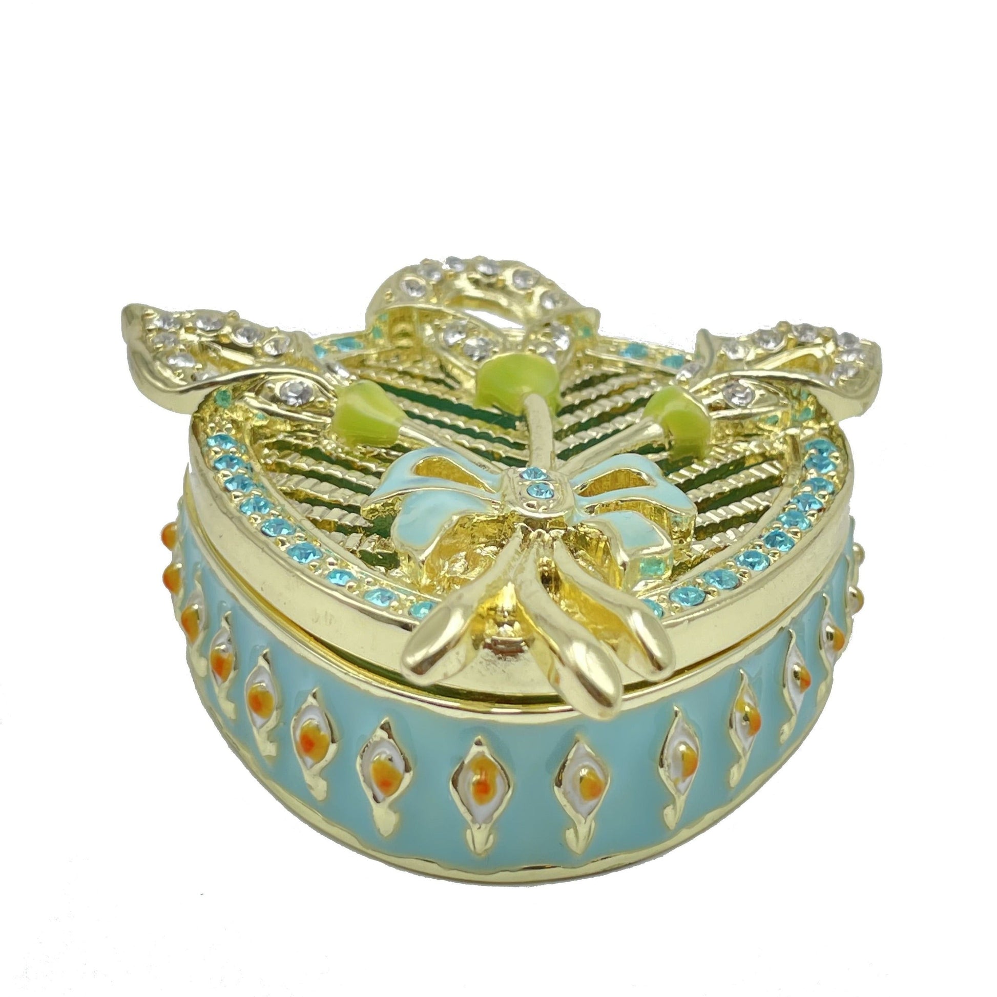 Green turquoise Beautiful Decorated Trinket Box - trinket box Decor with Unique Design