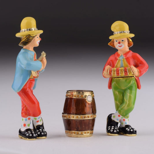 Two Circus Clowns Playing Music - trinket box Decor with Unique Design