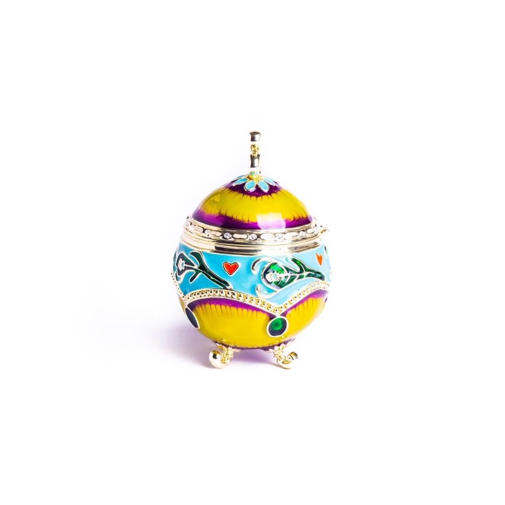 Colorful Decorated Faberge Egg with Peacock Surprise