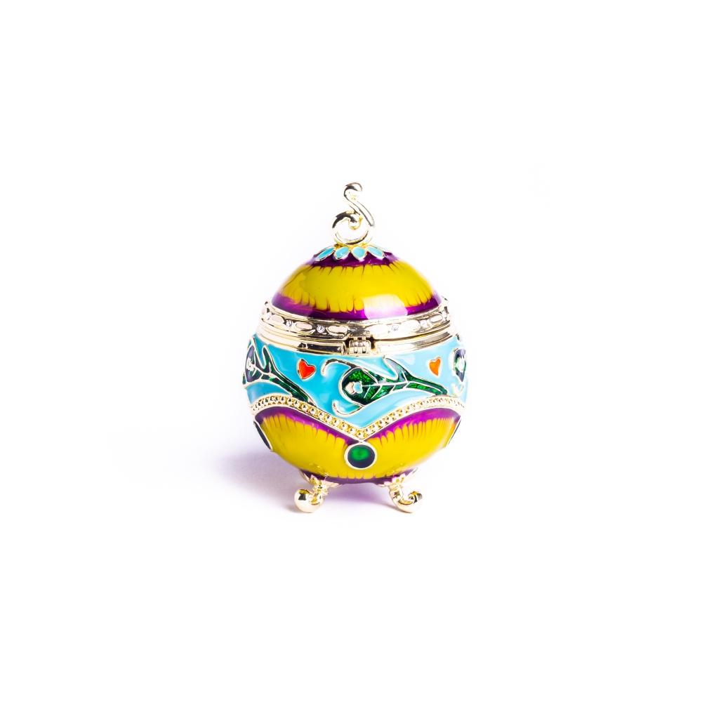 Colorful Decorated Faberge Egg with Peacock Surprise