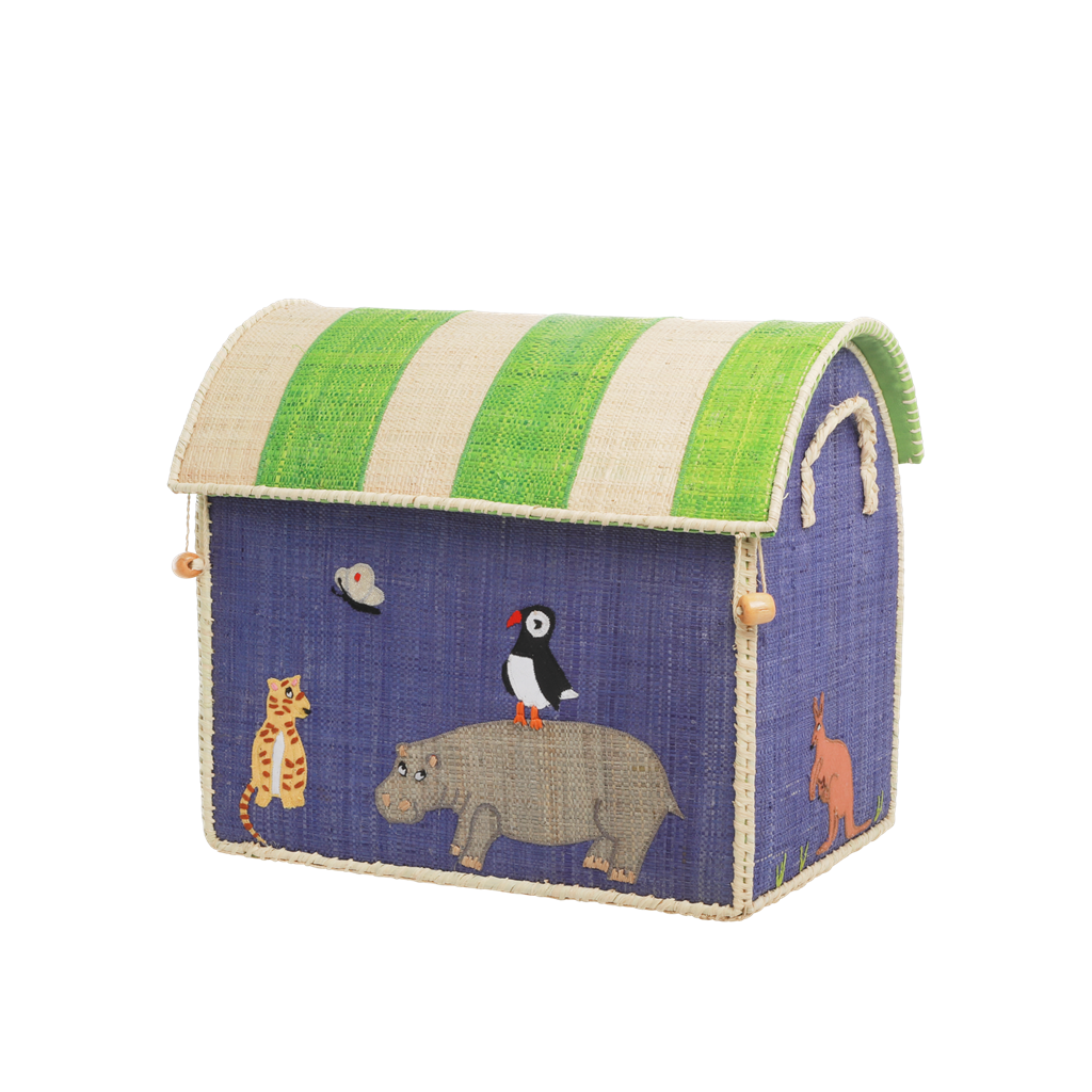 Raffia Storage Baskets Set with Animal Theme - Set of Three - Rice By Rice