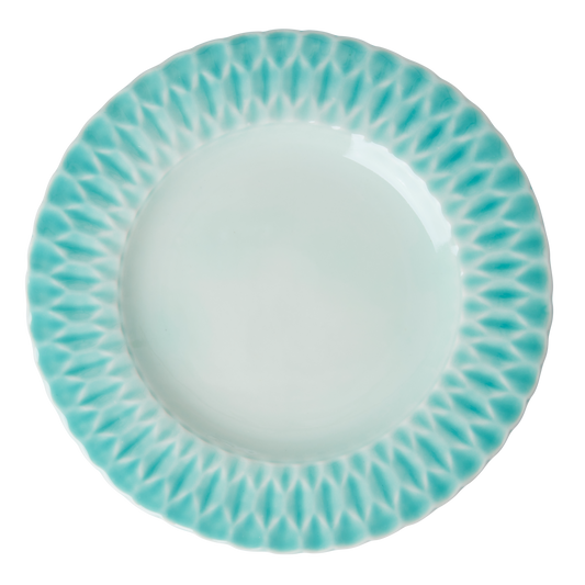 Ceramic Dinner Plate - Aqua. Set of 6 plates - Rice By Rice
