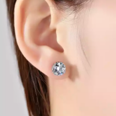 Clear Zirconia Crown Stud Earrings
